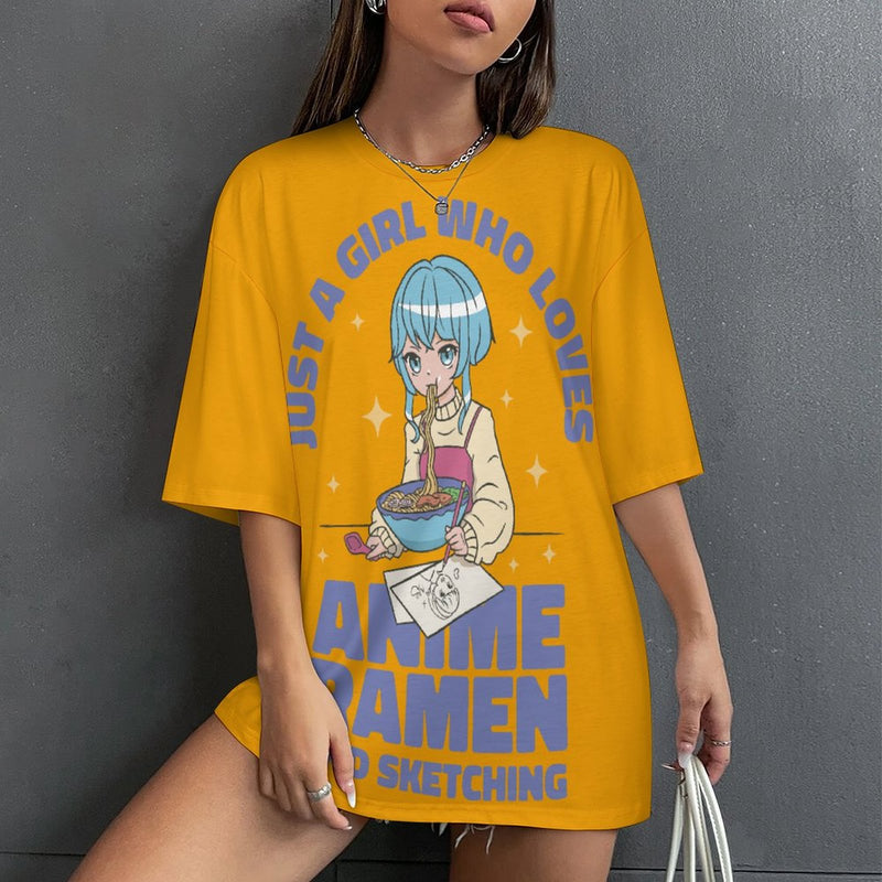 Women's I'm Just a Girl Anime Oversized T-shirt
