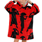 Men's Black Pirate Silhouette Abstract Blanket Hoodie