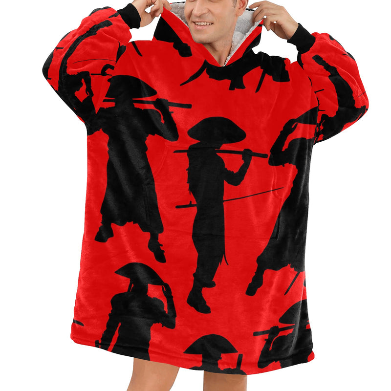 Men's Black Pirate Silhouette Abstract Blanket Hoodie
