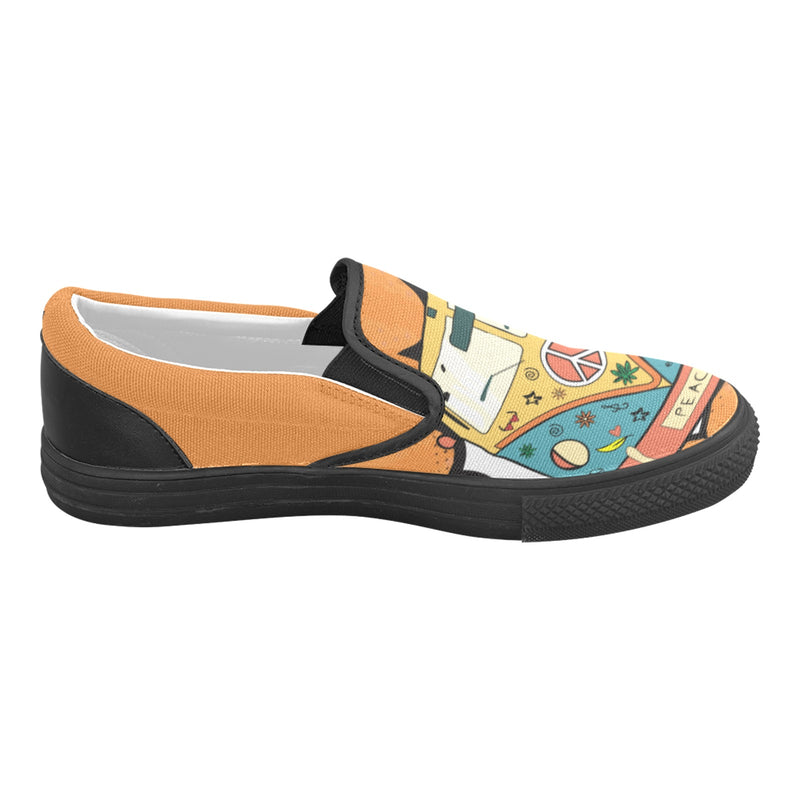 Women's Hippie Peace Van Abstract Slip-on Shoes