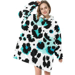 Women's Snow Leopard Print Abstract Blanket Hoodie