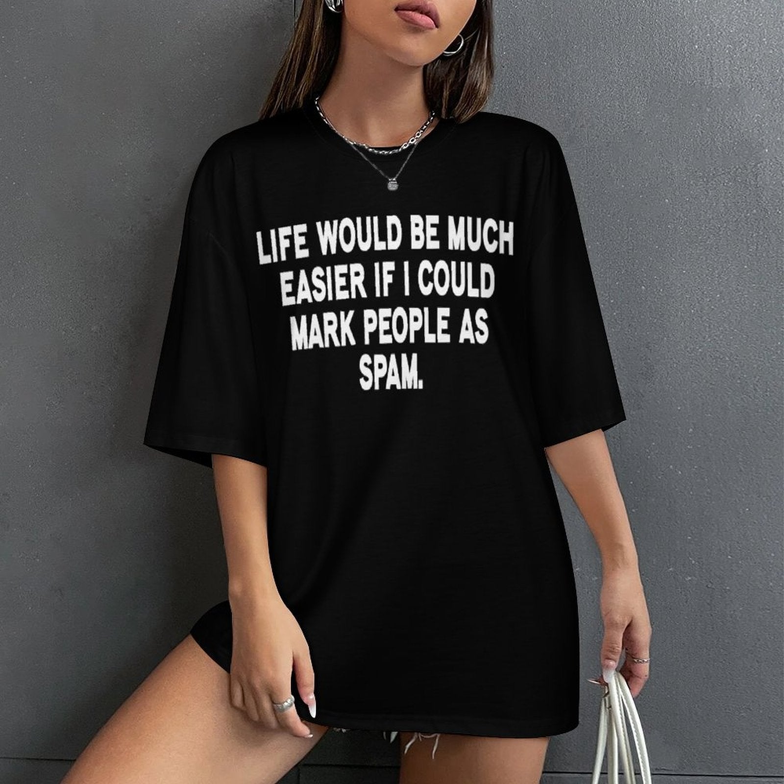 Women's Spam Typography Oversized T-shirt