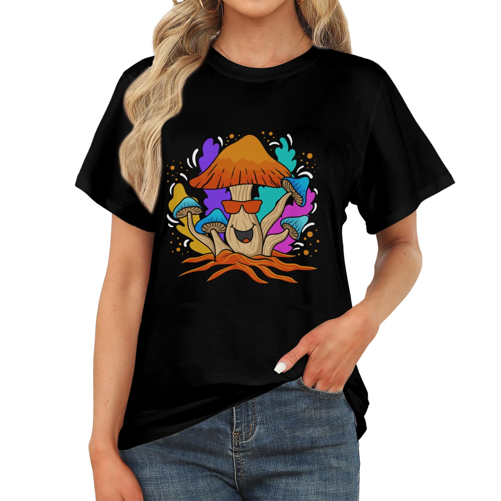 Women's Happy Mushroom Acid & Punk Classic Fit T-shirt