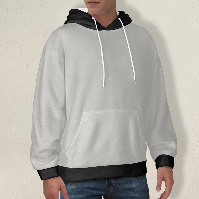 Men's Grey & Black Solid Flannel Hoodie