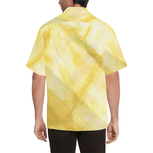 Men's Yellow Tie-Dye Abstract Half Sleeve Shirt