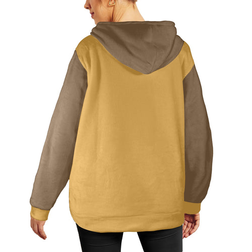 Women's Earth Yellow & Brown Solid Flannel Hoodie