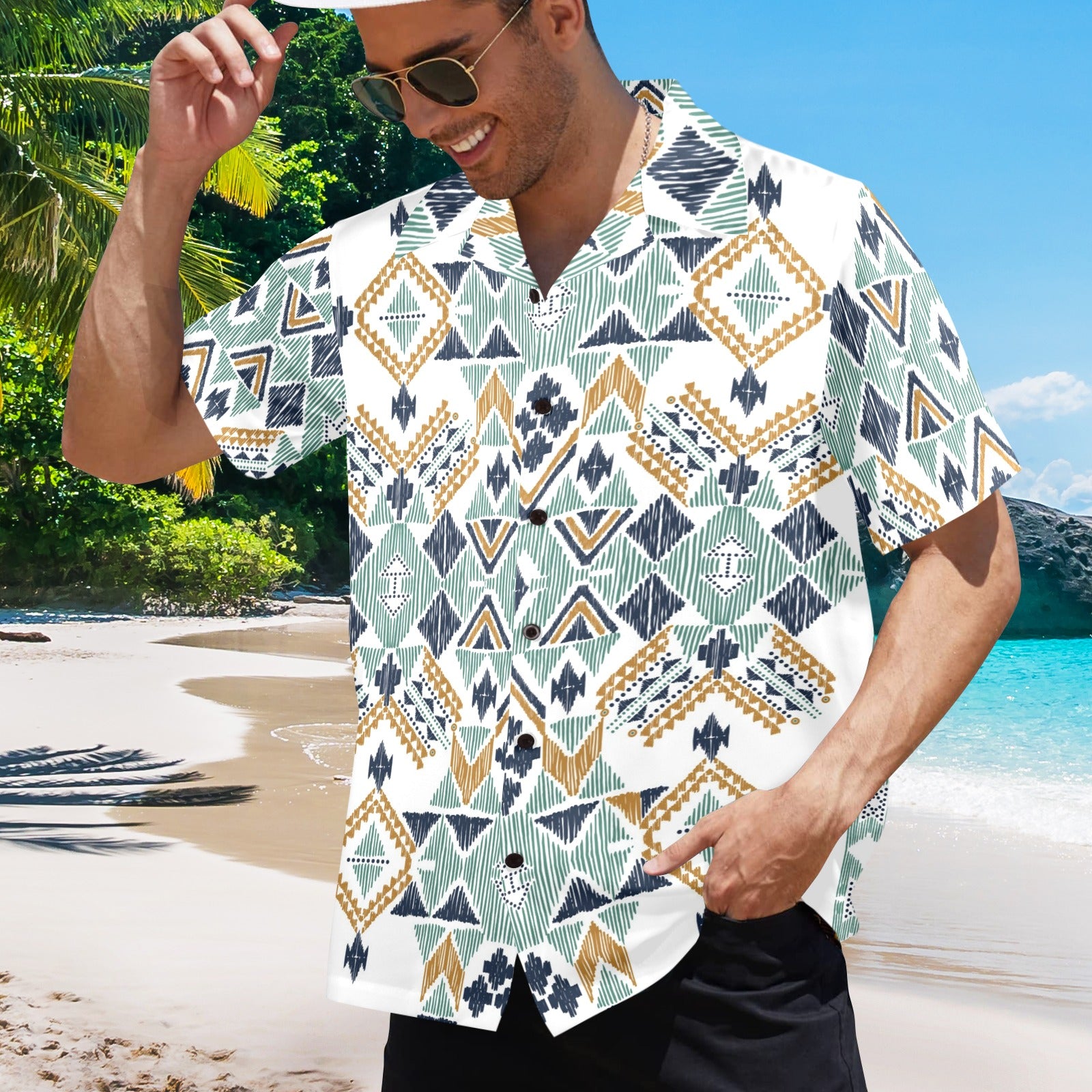 Men's Tazrik Mosaic Abstract Half Sleeve Shirt