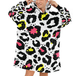 Men's White Leopard Abstract Blanket Hoodie