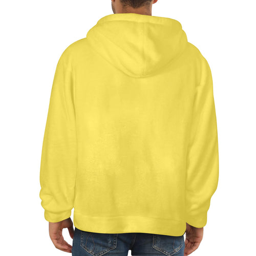 Men's Yellow Solid Flannel Hoodie