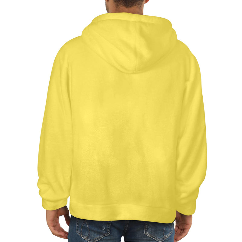 Men's Yellow Solid Flannel Hoodie