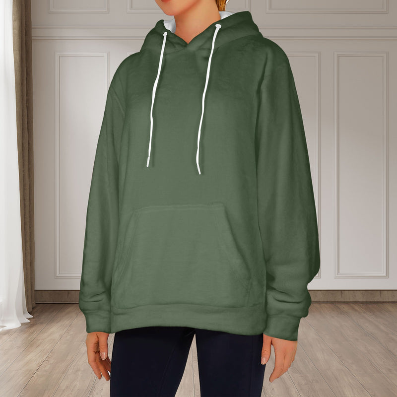 Women's Dark Asparagus Solid Flannel Hoodie
