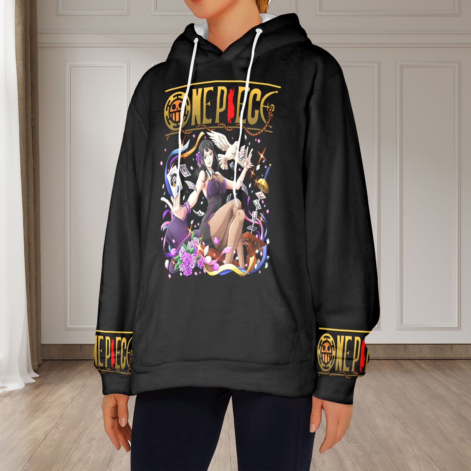Women's One Piece Art Anime Flannel Hoodie