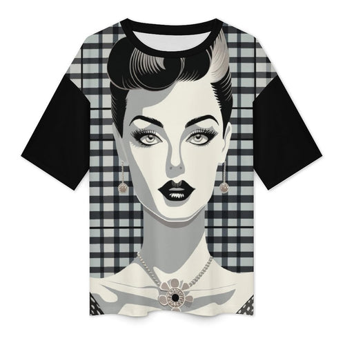 Women's Vintage Pin-up Style Abstract Oversized T-shirt