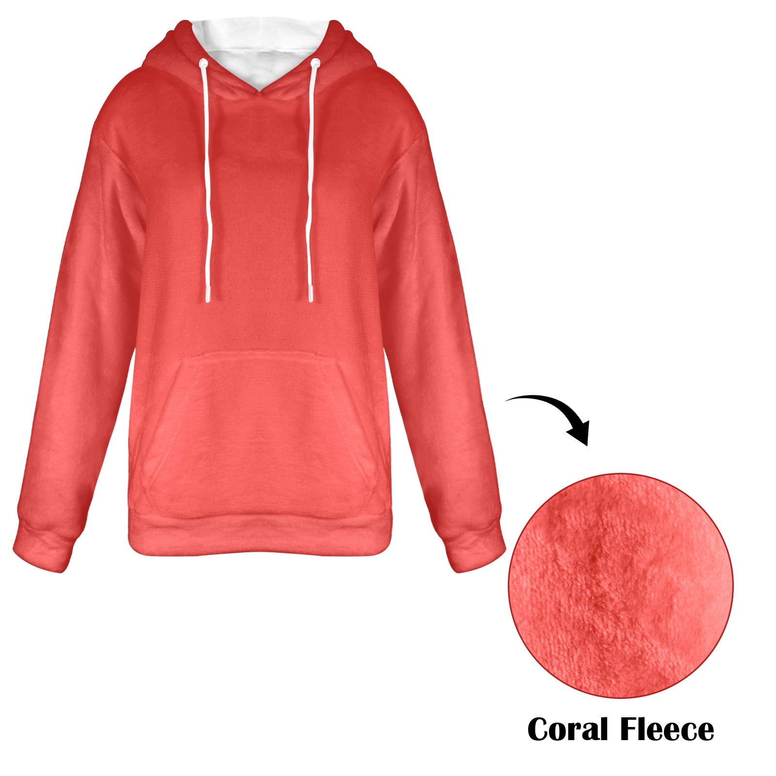 Women's Red Solid Flannel Hoodie