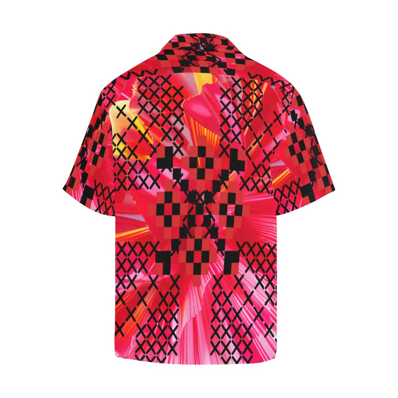 Men's Radiant Pixel Bloom Abstract Half Sleeve Shirt