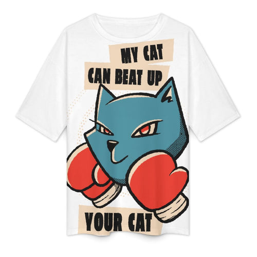 Women's Cat Power Abstract Oversized T-shirt