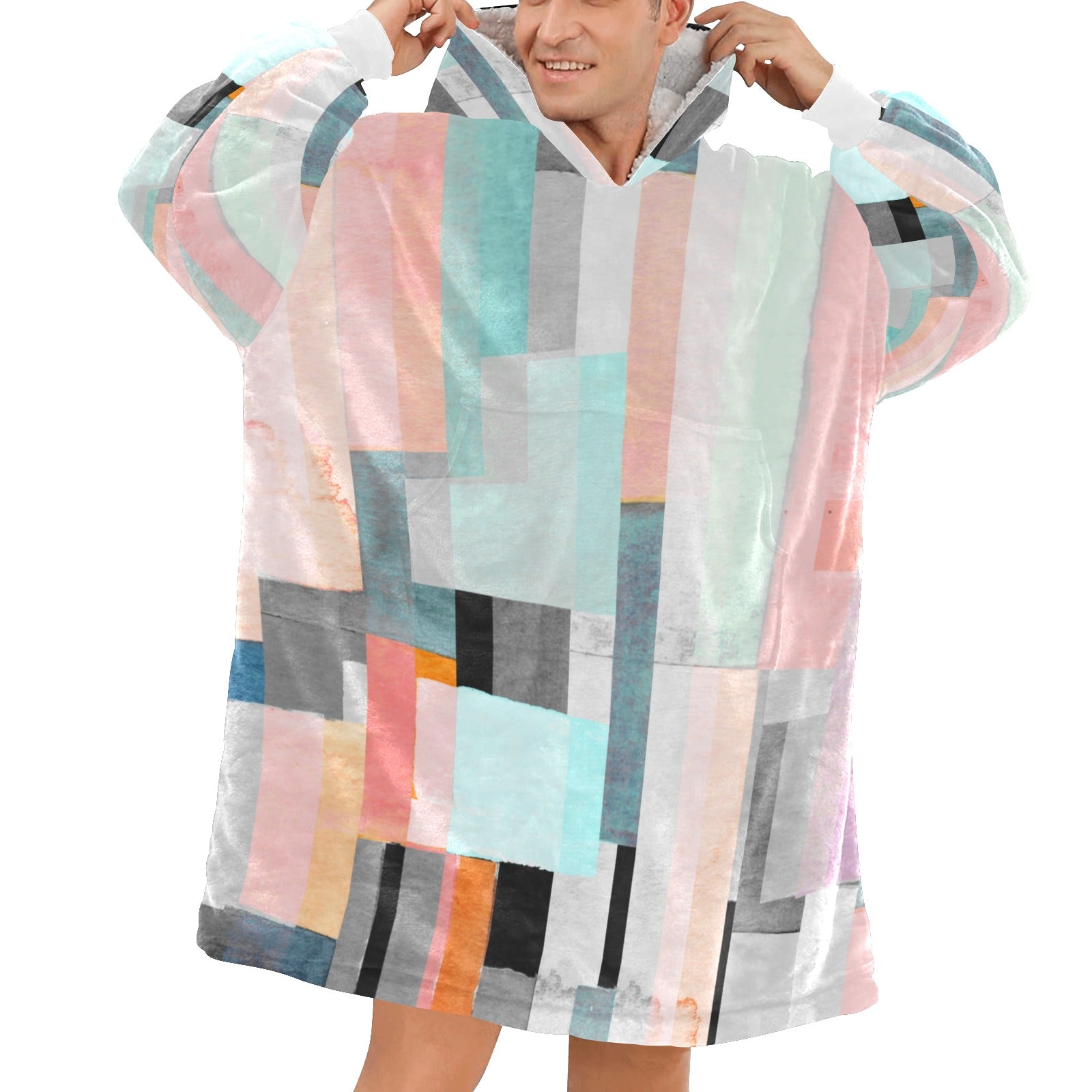 Men's Patchwork Abstract Blanket Hoodie