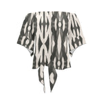 Women's Abstract Art Acid & Punk Shoulder Knot Front Blouse Top