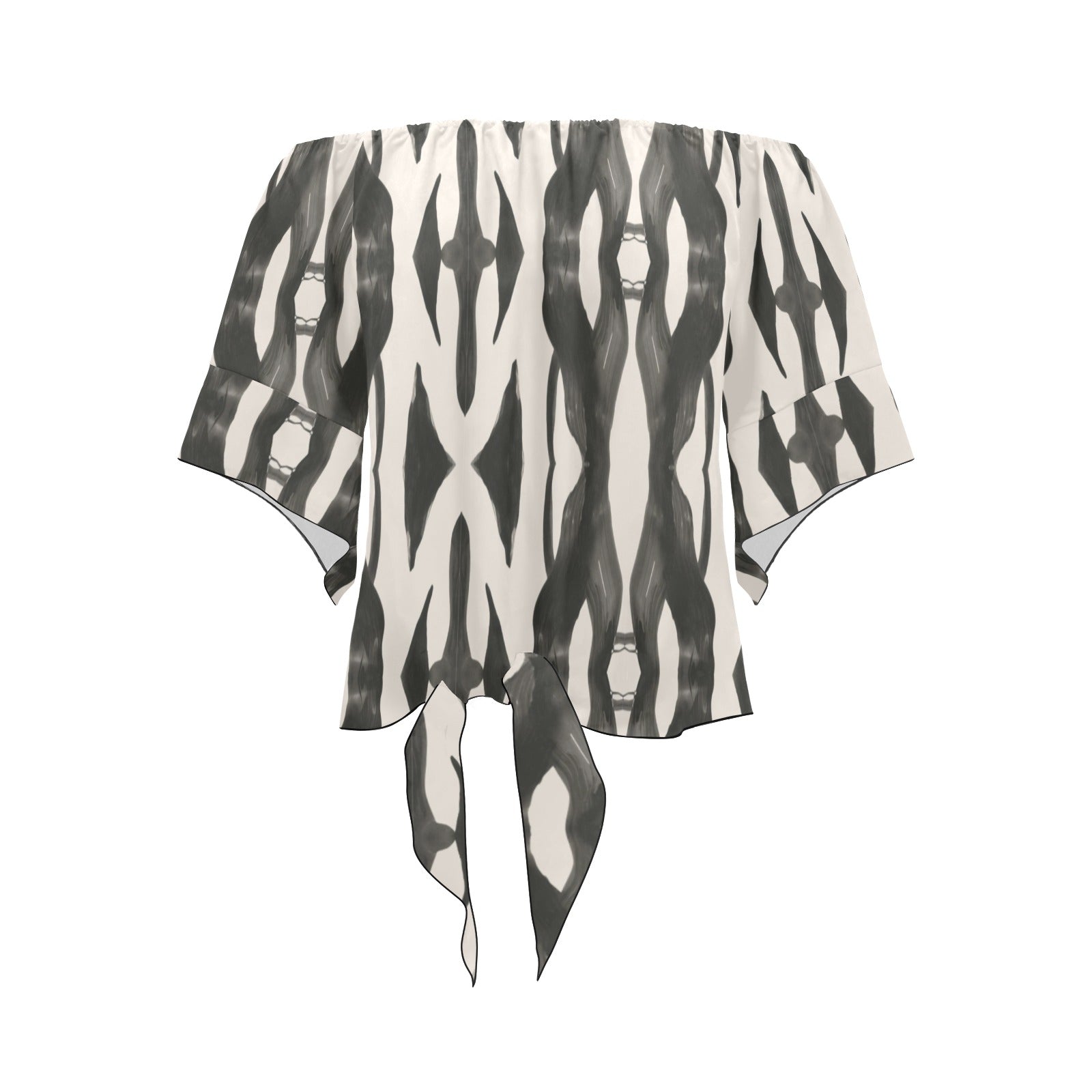 Women's Abstract Art Acid & Punk Shoulder Knot Front Blouse Top