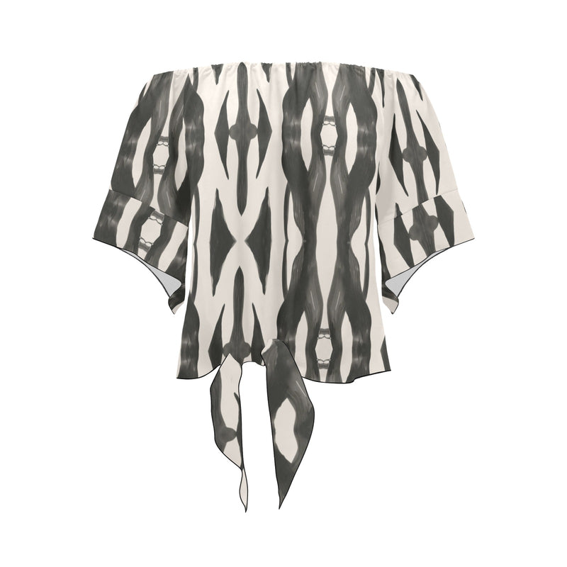 Women's Abstract Art Acid & Punk Shoulder Knot Front Blouse Top
