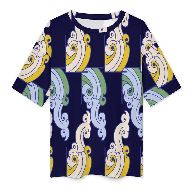 Women's Geometric Artwork Acid & Punk Oversized T-shirt