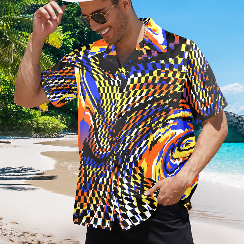 Men's Prismatic Wave Abstract Half Sleeve Shirt