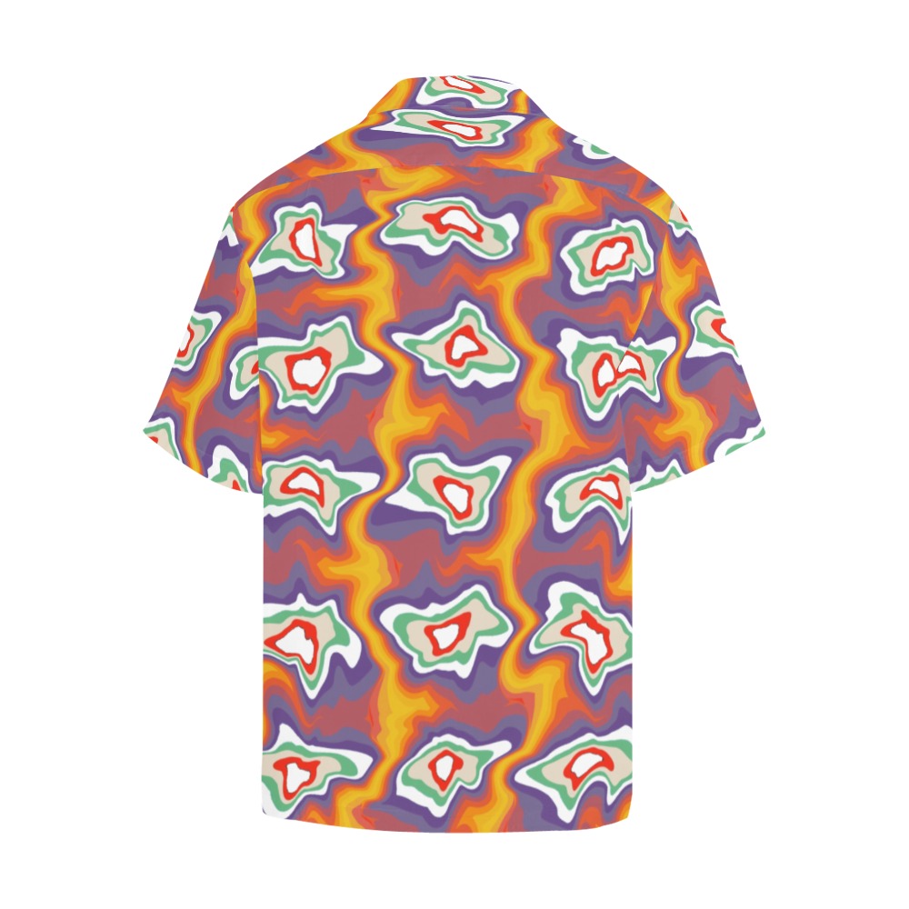 Men's Cosmic Orange Swirl Abstract Half Sleeve Shirt