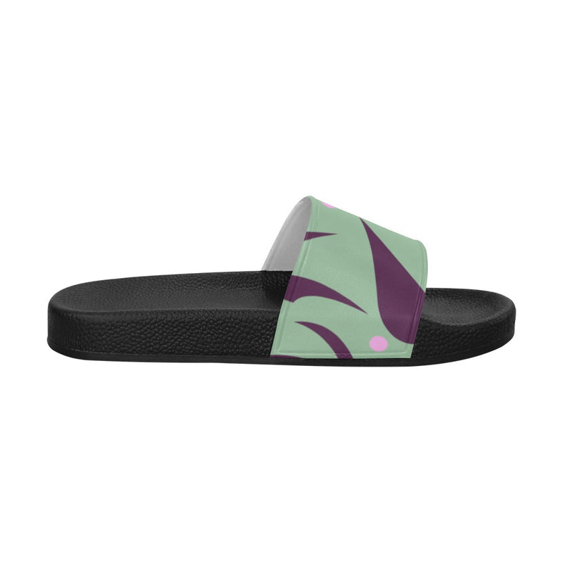 Women's Mint Leaf Swirl Abstract Slider Sandals