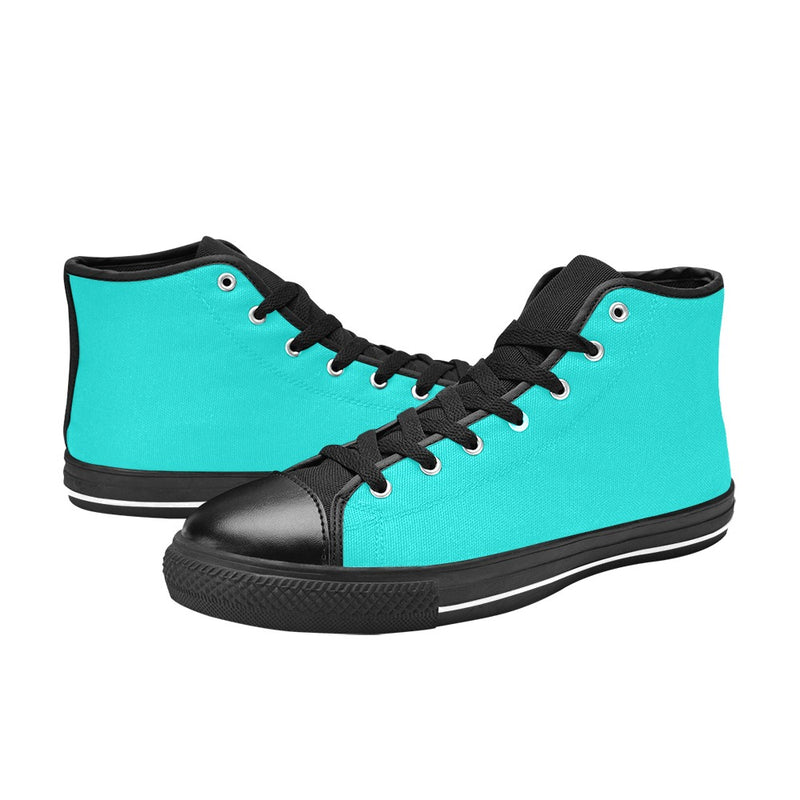 Men's Medium Turquoise Solid High Top Shoes