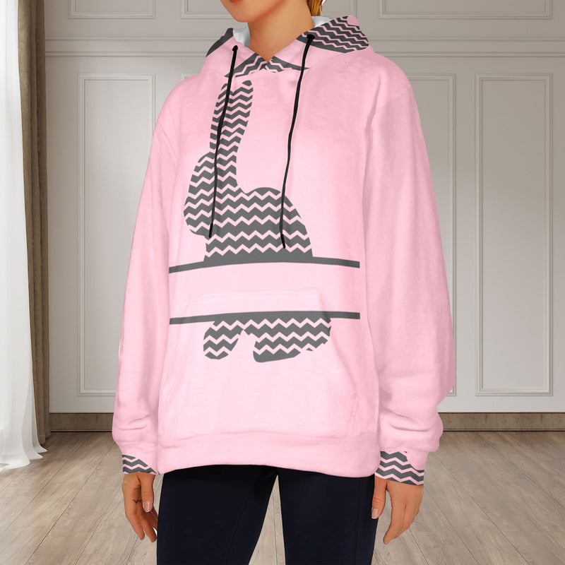 Women's Rabbit Silhoutte Abstract Flannel Hoodie