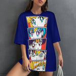 Women's Sailor Moon Eyes Anime Oversized T-shirt
