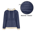 Men's Blue & Cream Solid Flannel Hoodie