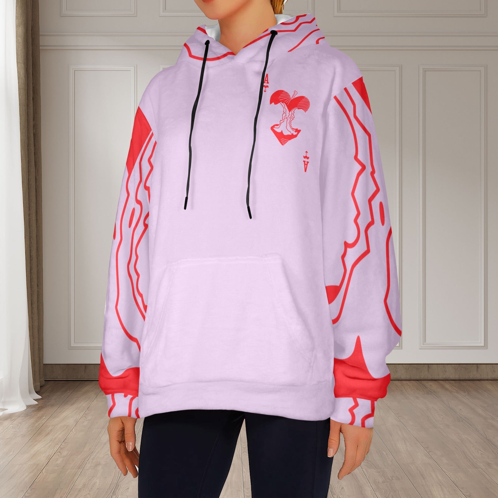 Women's 'A' Card Abstract Flannel Hoodie