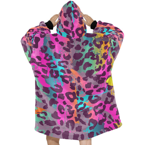Women's Colorful Animal Print Abstract Blanket Hoodie