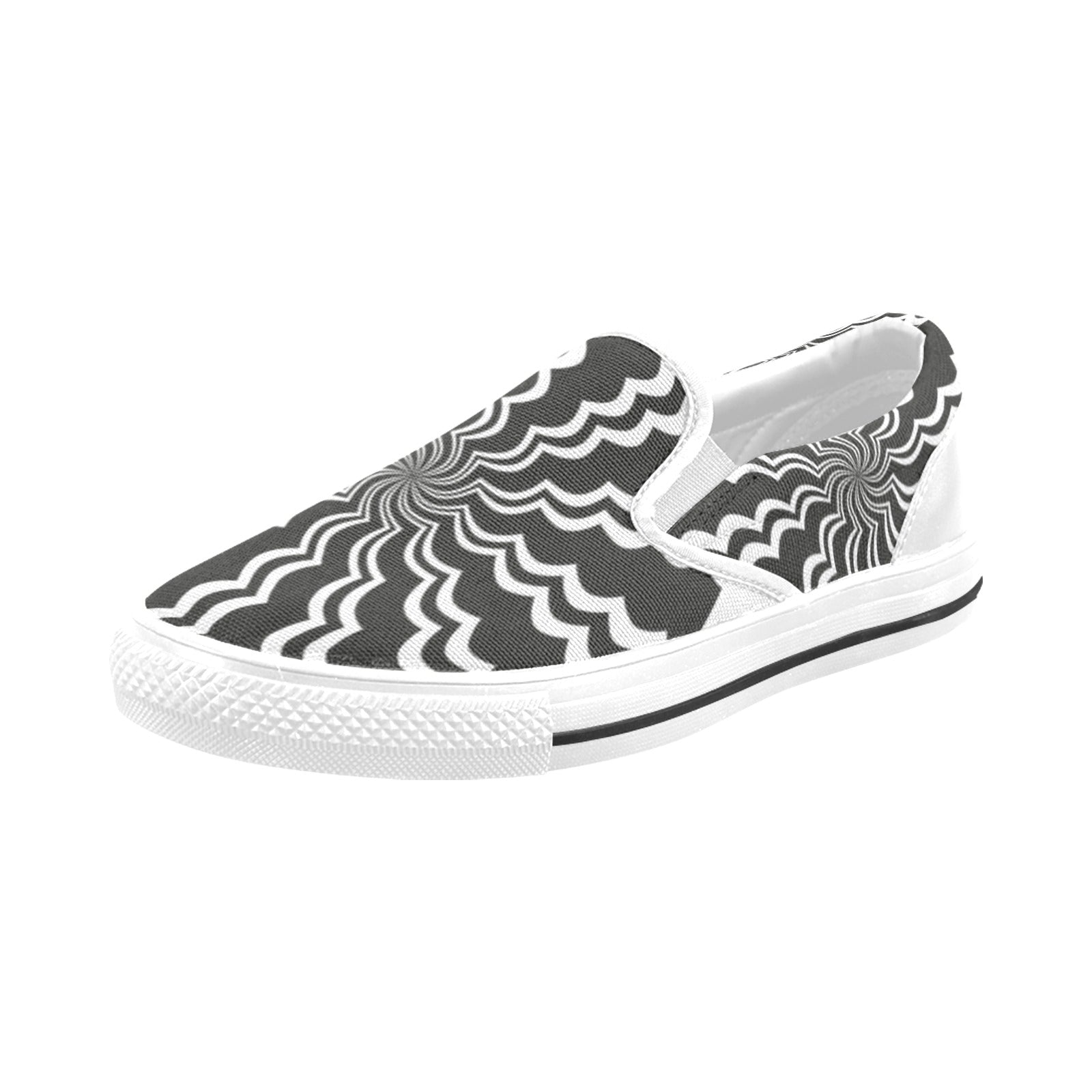 Men's Swirling Grey Vortex Abstract Slip-on Shoes