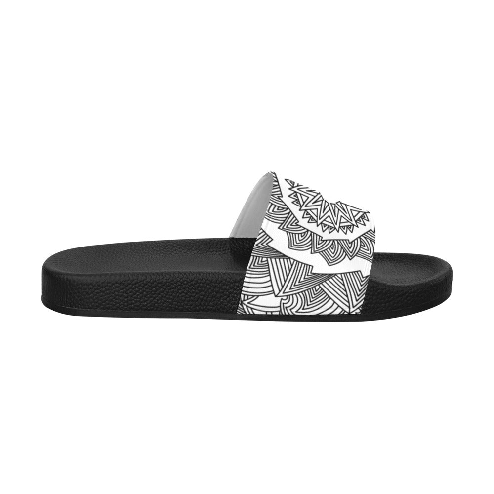 Women's Monochrome Mandala Abstract Slider Sandals