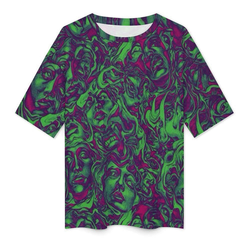 Women's Psychedelic Faces Acid & Punk Oversized T-shirt
