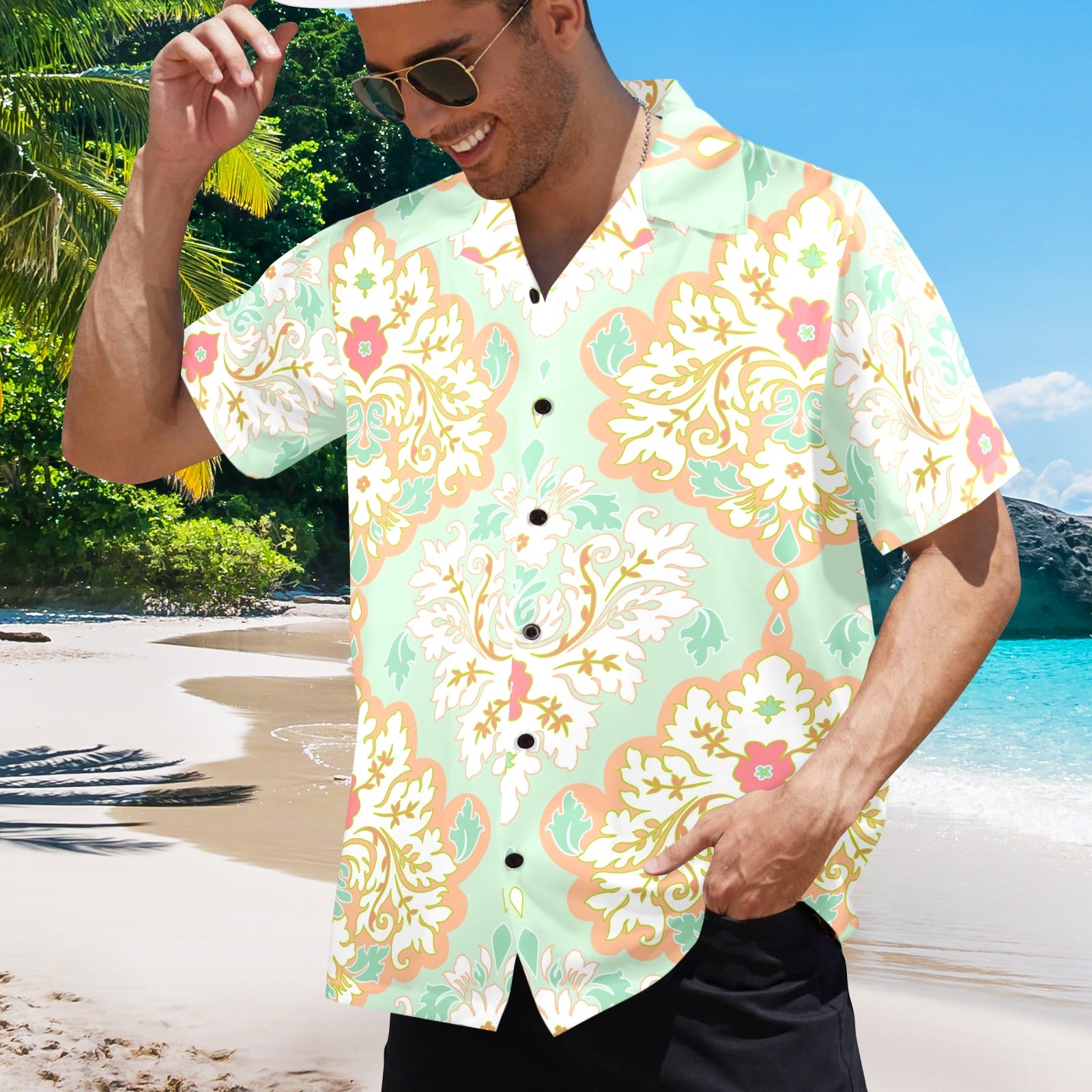 Men's Aurelin Verdant Abstract Half Sleeve Shirt