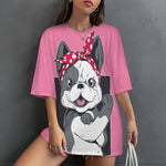 Women's Puppy Power Abstract Oversized T-shirt