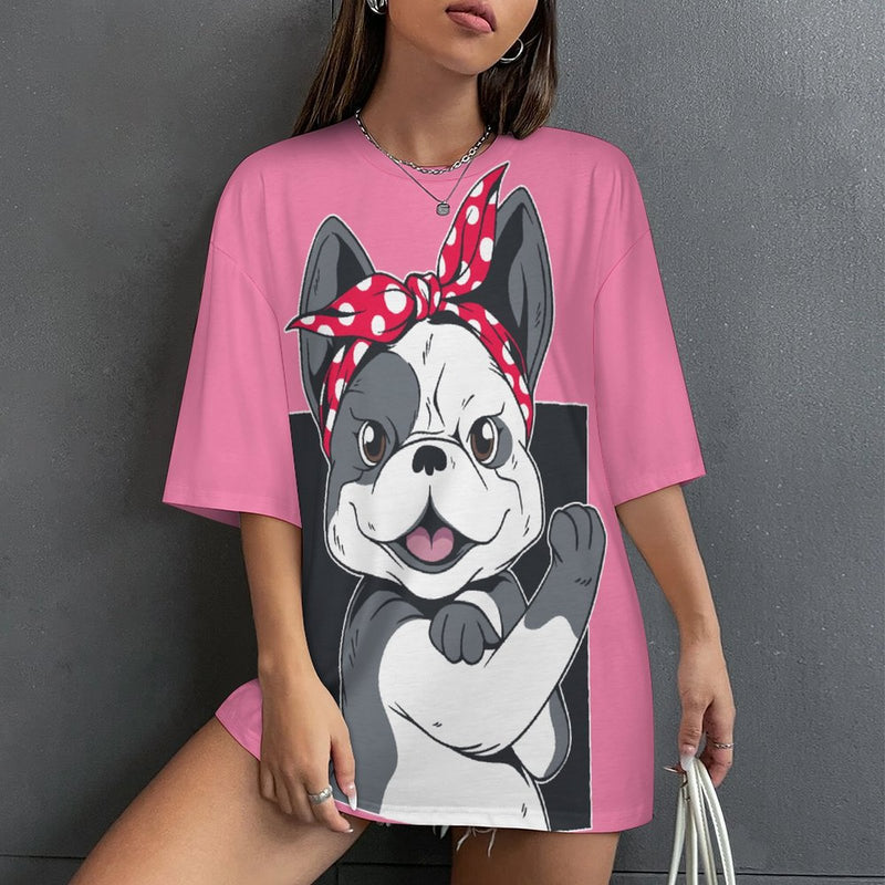 Women's Puppy Power Abstract Oversized T-shirt