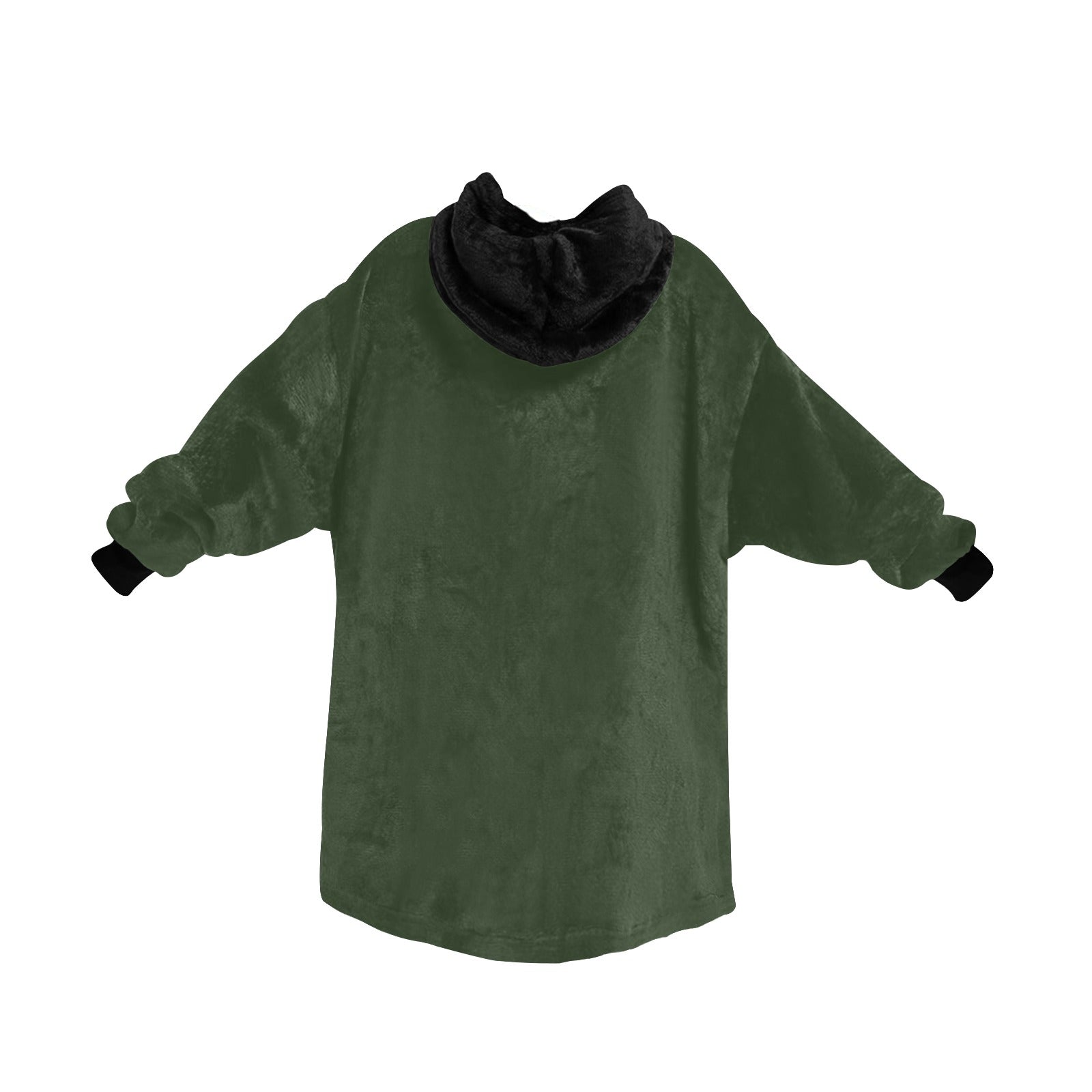 Women's Rifle Green & Black Solid Blanket Hoodie