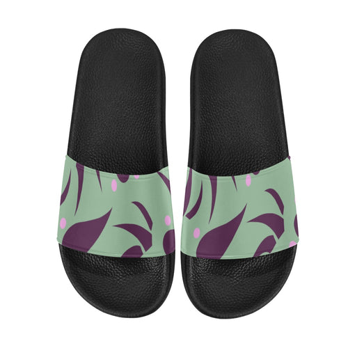 Women's Mint Leaf Swirl Abstract Slider Sandals
