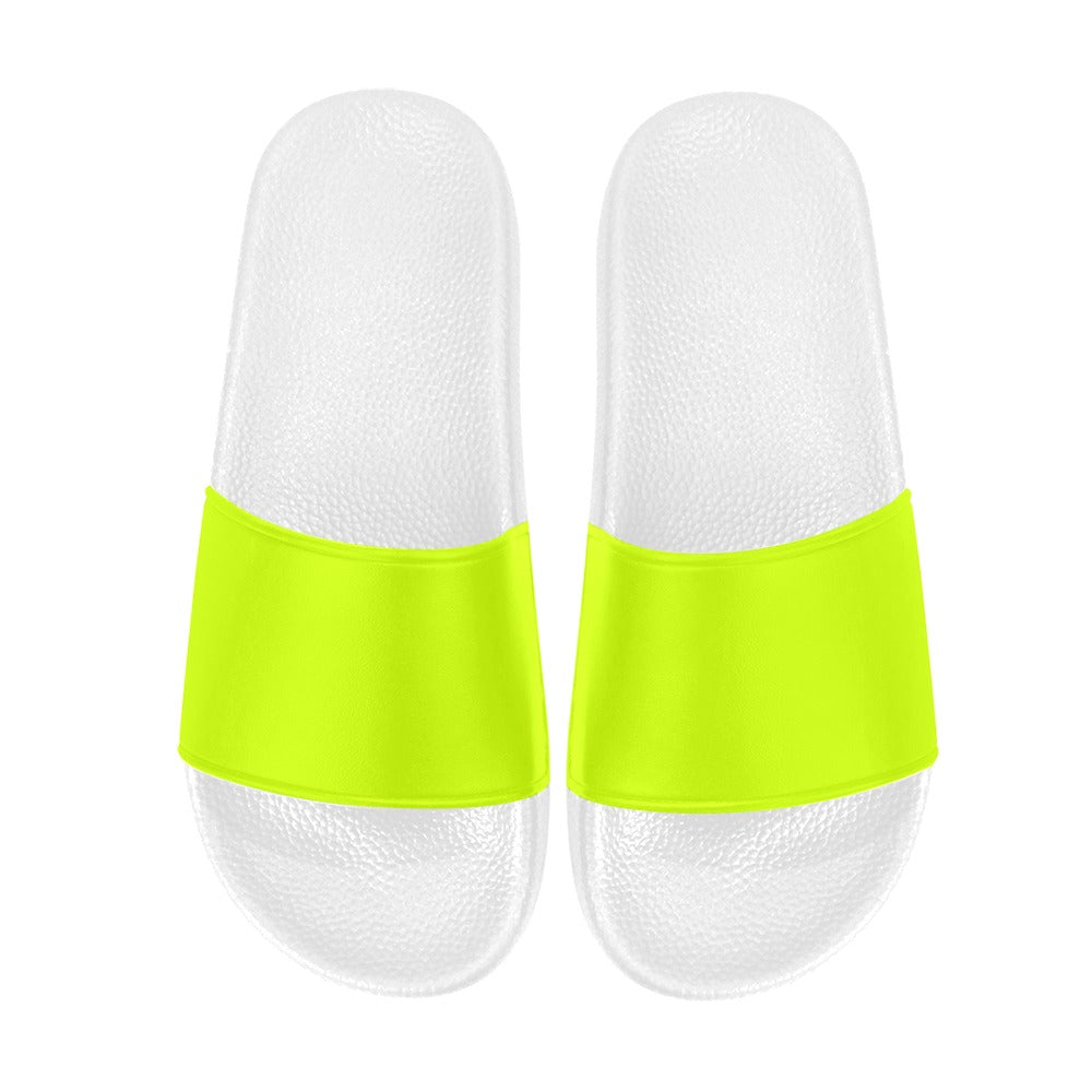 Men's Fluorescent Yellow Solid Slider Sandals