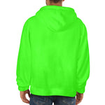 Men's Electric Green Solid Flannel Hoodie