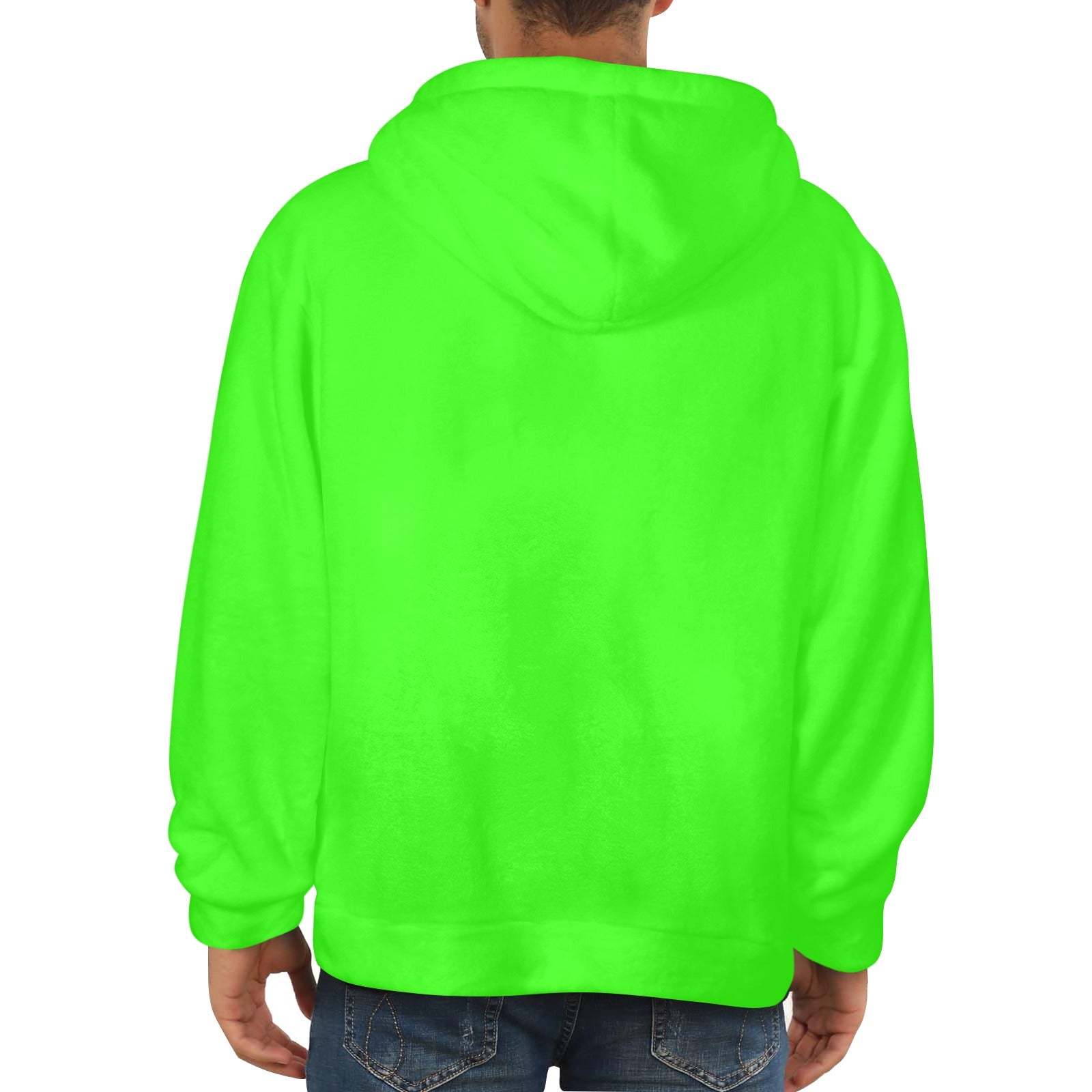 Men's Electric Green Solid Flannel Hoodie
