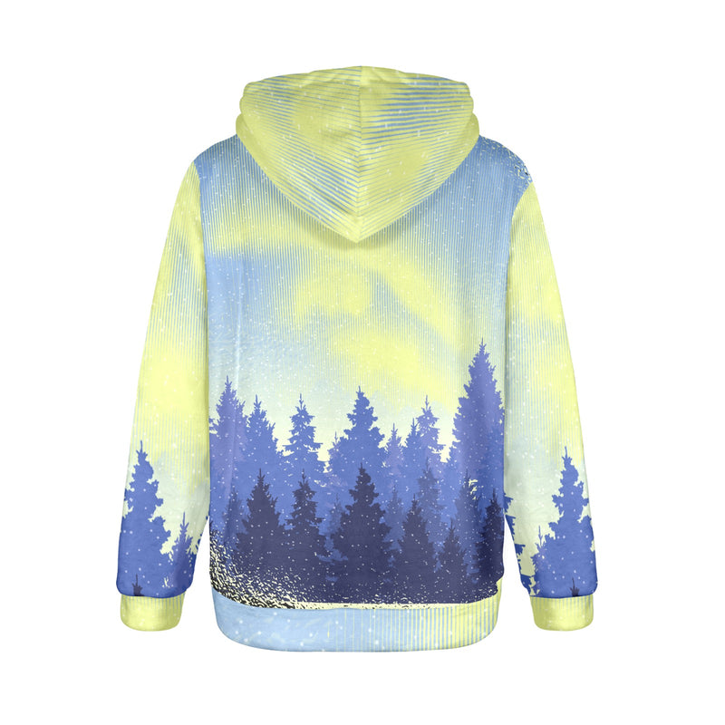 Women's Nature Abstract Flannel Hoodie