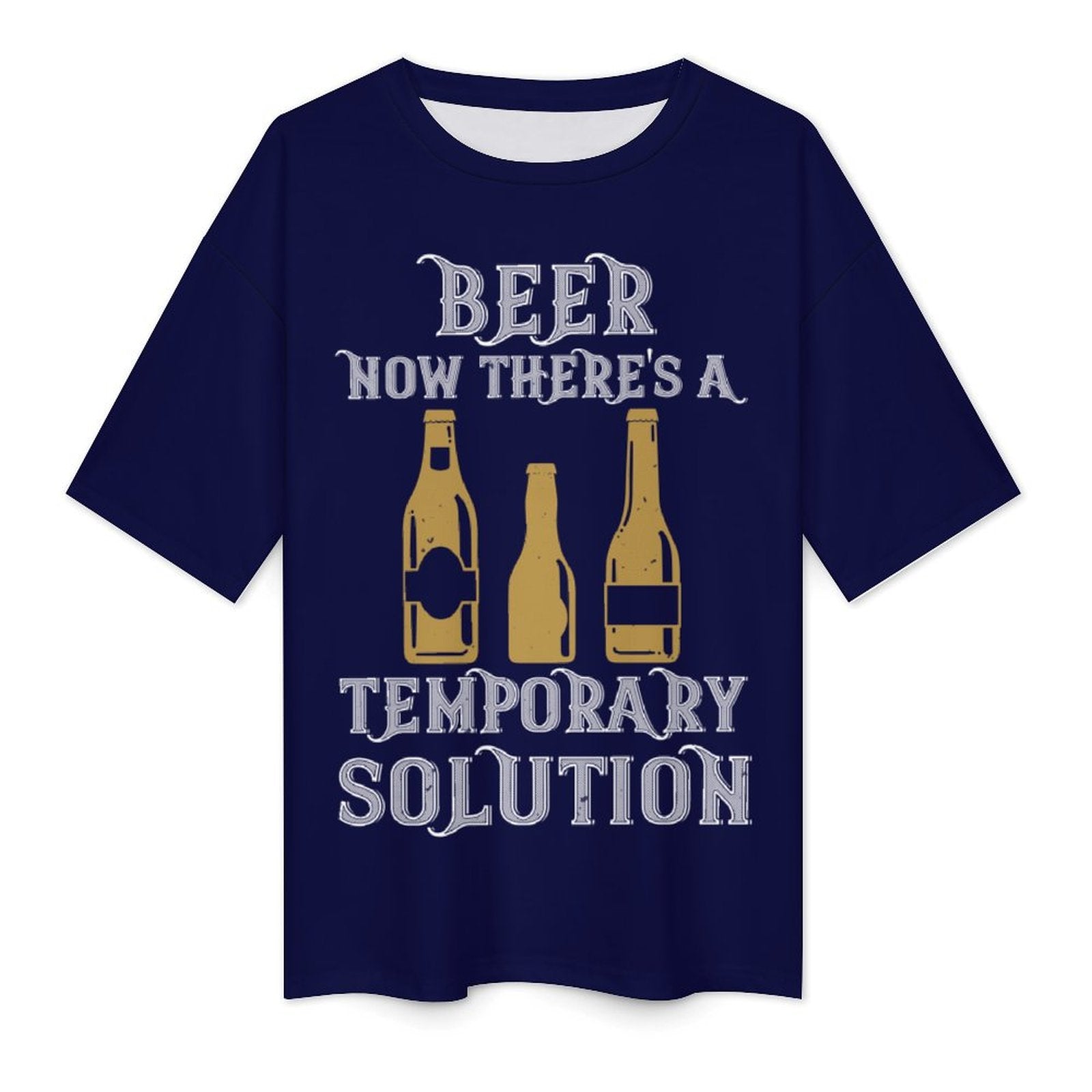 Men's Beer Solution Typography Oversized T-shirt