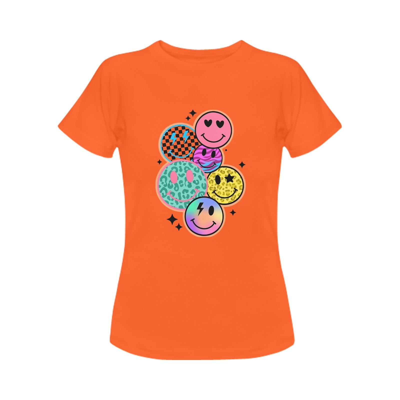 Women's Multi Smile Streetwear Classic Fit T-shirt