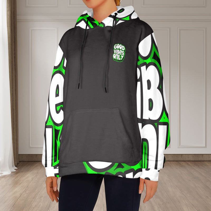 Women's Good Vibes Only Typography Flannel Hoodie