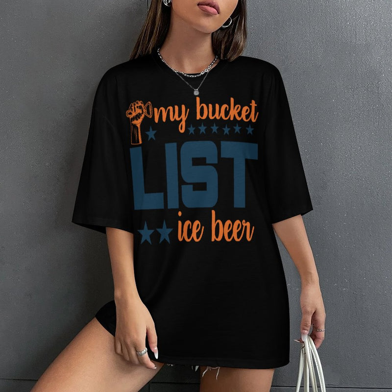 Women's My Bucket List Typography Oversized T-shirt